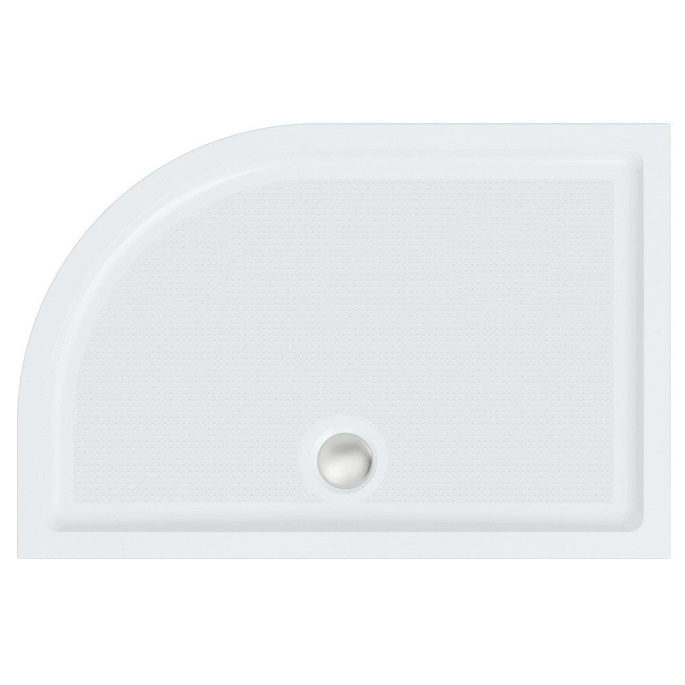 Roman Solid Surface Anti Slip Shower Tray in OS Quadrant shape, 1200 x 800 x 40mm. Durable stone resin construction with a textured surface for safety.