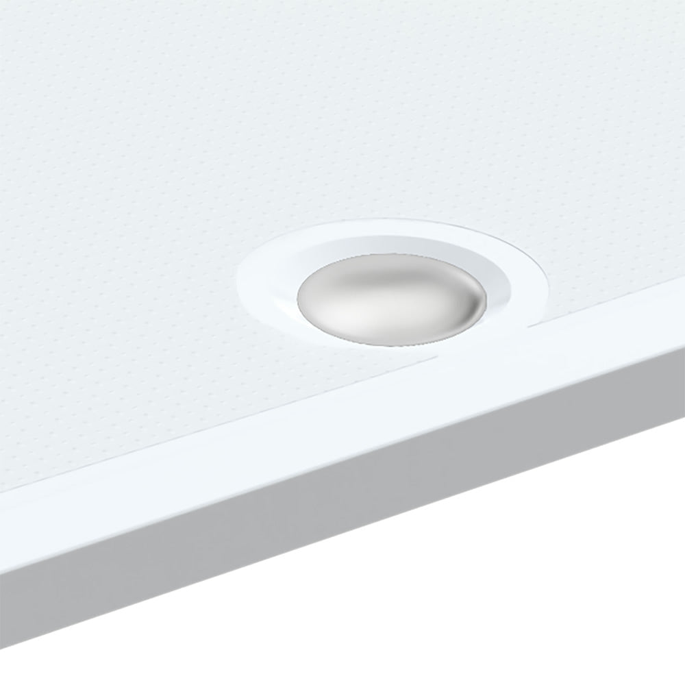Roman Stone Solid Surface Anti Slip Shower Tray in white, measuring 1400 x 800 x 40mm. Features a sleek, low-profile design with a central drain.