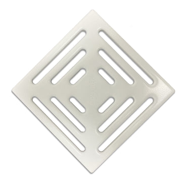 Matt white shower drain grill cover compatible with DALLMER drain. Durable and stylish replacement for wet room drains, ensuring efficient water flow.