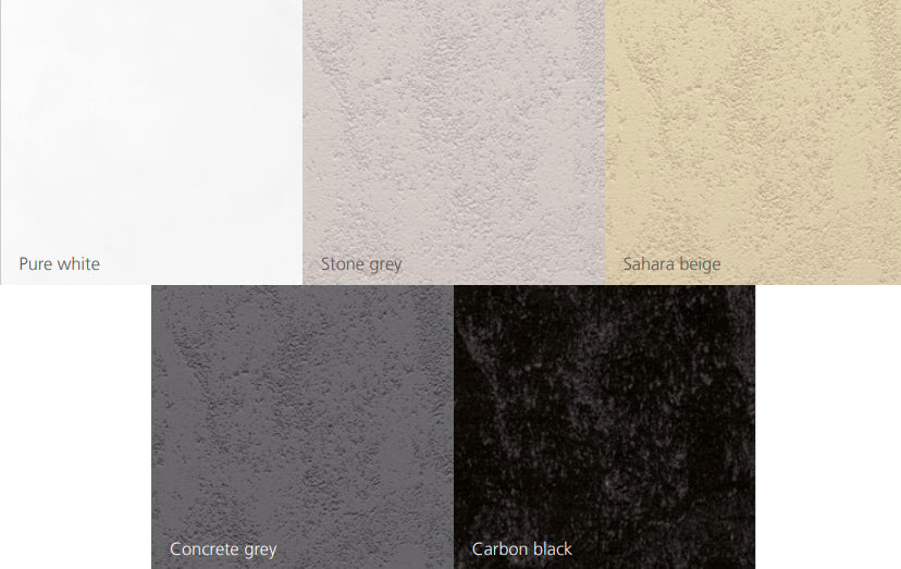 Color options for Wedi Top Wall panels: white, grey, beige, black