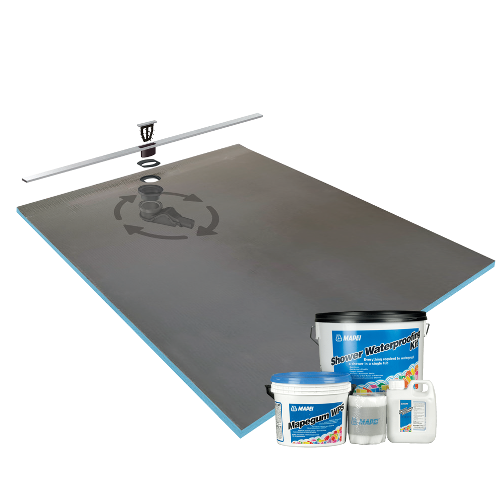 WetBase® One Infinity by wedi - Single Fall Linear Channel Drain Wet Room Shower Tray 1200 x 1800mm inc 4m Mapei Tanking