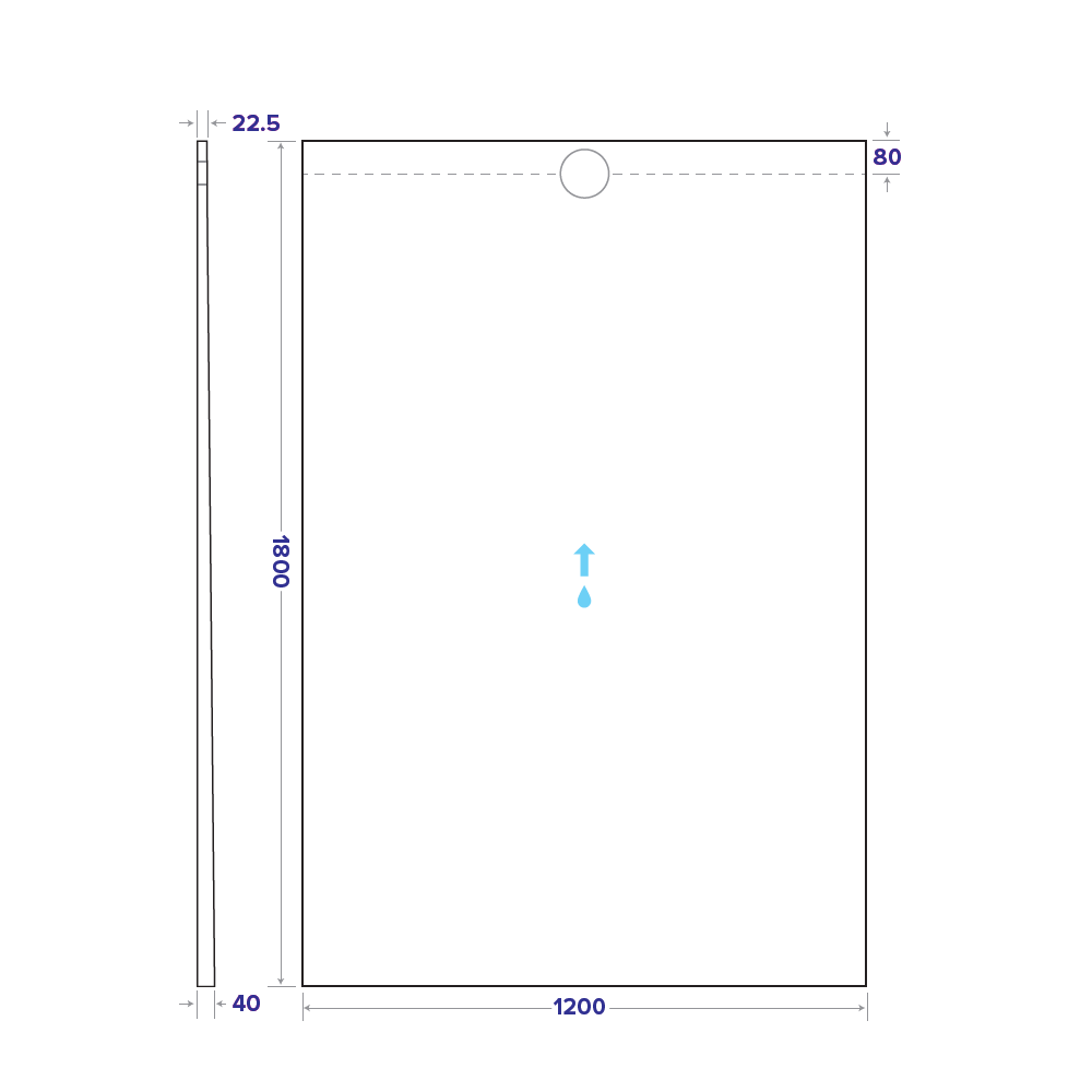 WetBase® One Infinity by wedi - Single Fall Linear Channel Drain Wet Room Shower Tray 1200 x 1800mm inc 4m Mapei Tanking
