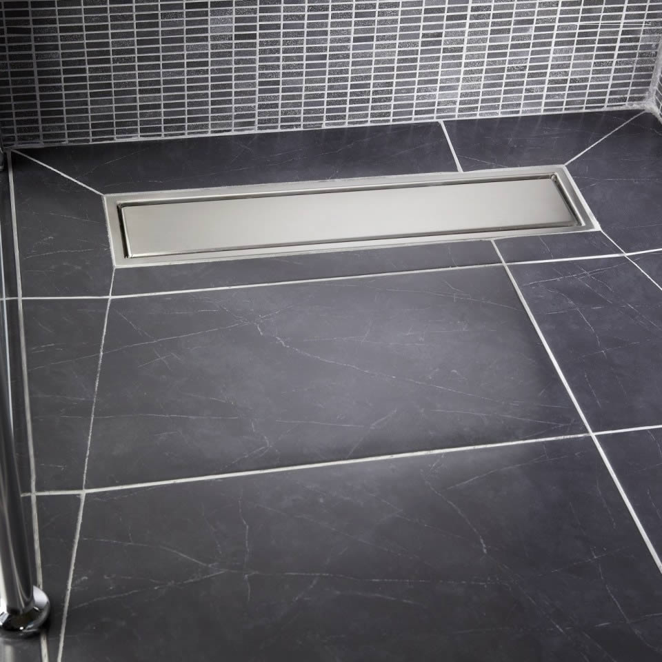 AKW Tri Form Linear Wet Room Tray, white, 1200x1200x22mm