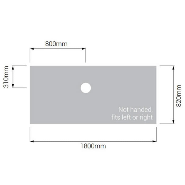 AKW Tuff Form Wet Room Shower Tray - 1800 x 820 x 22mm
