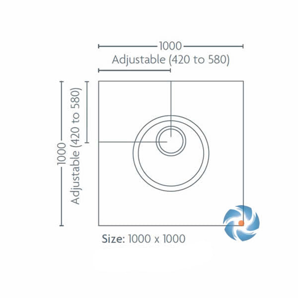 Impey Level Dec tray dimensions &mdash; 1000 x 1000 x 22mm