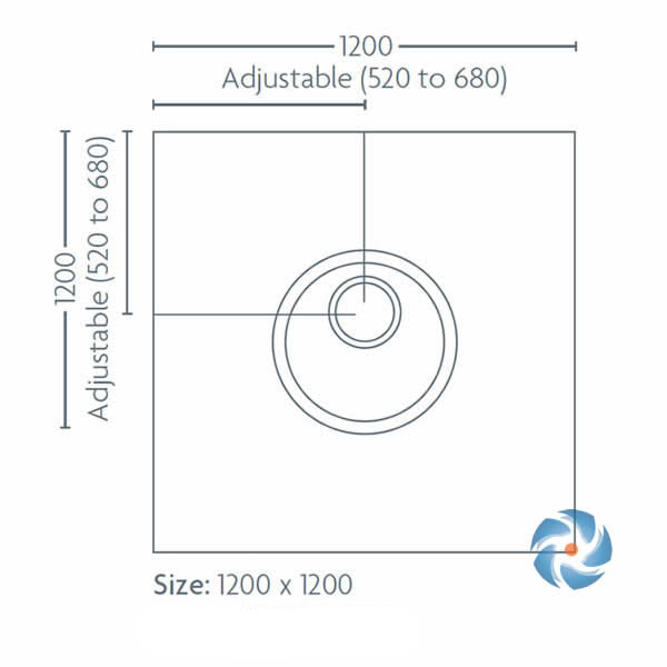 Impey Level Dec tray dimensions &mdash; 1200 x 1200 x 22mm