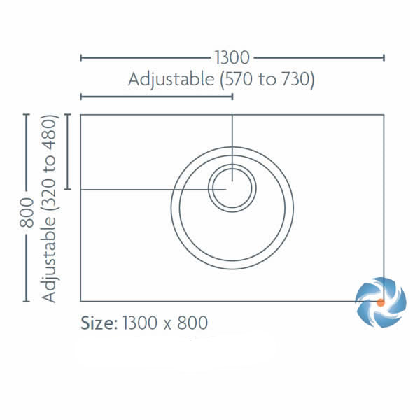Impey Level Dec tray dimensions &mdash; 1300 x 800 x 22mm