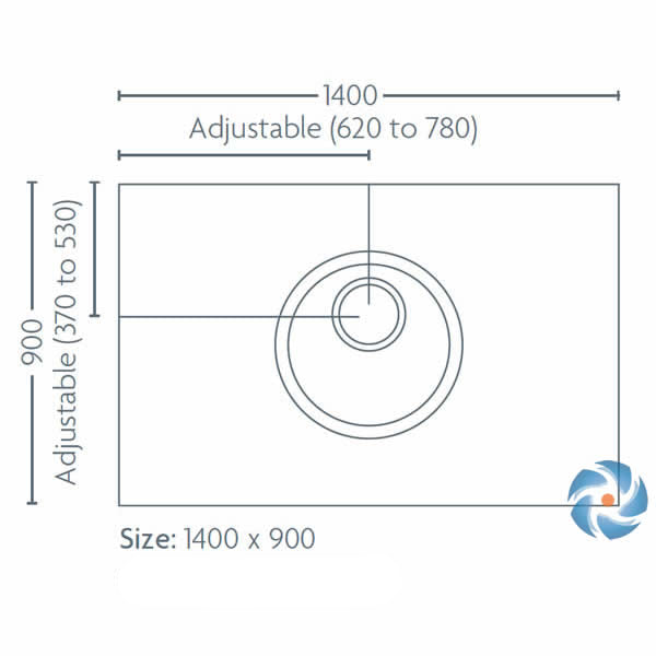Impey Level Dec tray dimensions &mdash; 1400 x 900 x 22mm