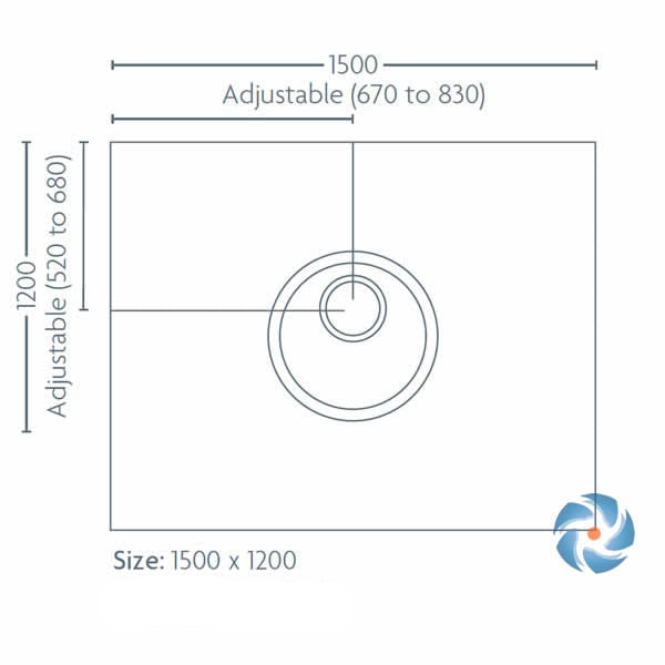 Impey Level Dec tray dimensions &mdash; 1500 x 1200 x 22mm