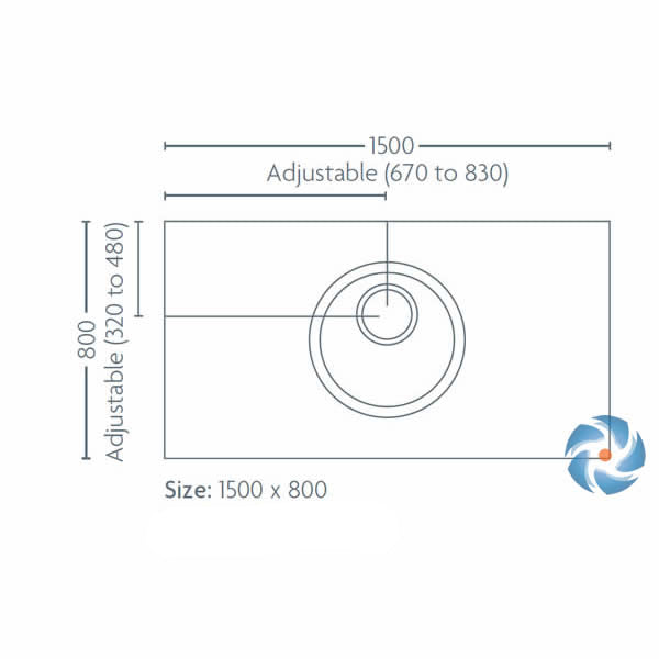 Impey Level Dec tray dimensions &mdash; 1500 x 800 x 22mm