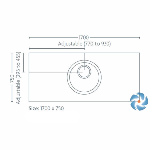 Impey Level Dec tray dimensions &mdash; 1700 x 750 x 22mm