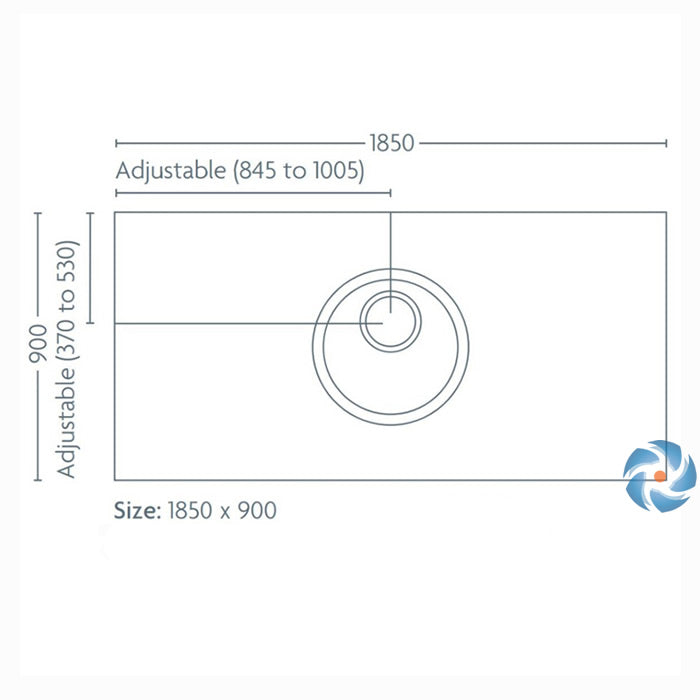 Impey Level Dec tray dimensions &mdash; 1850 x 900 x 22mm