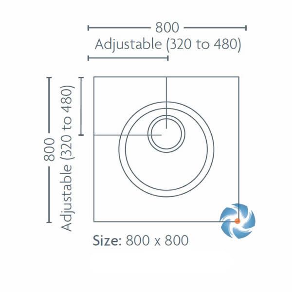 Impey Level Dec tray dimensions &mdash; 800 x 800 x 22mm