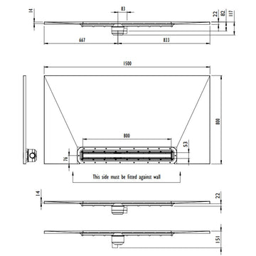 Impey Aqua Dec Linear 3 - 1500 x 800 x 22mm