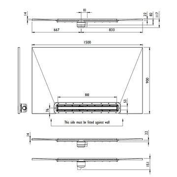 Impey Aqua Dec Linear 3 - 1500 x 900 x 22mm