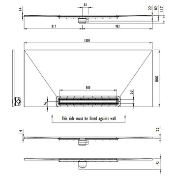 Impey Aqua Dec Linear 3 - 1800 x 800 x 22mm