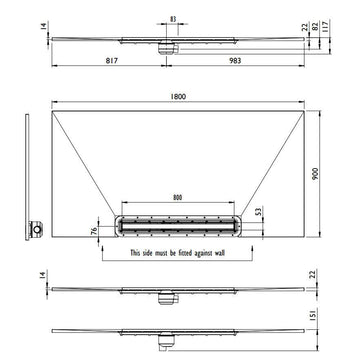 Impey Aqua Dec Linear 3 - 1800 x 900 x 22mm