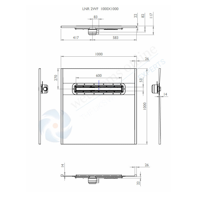 Impey Aqua Dec Linear 2 - 1000 x 1000 x 22mm