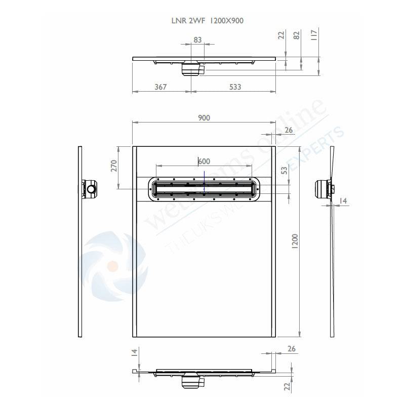 Impey Aqua Dec Linear 2 - 1200 x 900 x 22mm
