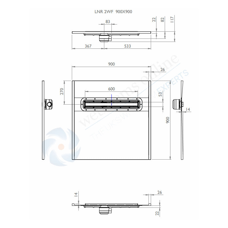 Impey Aqua Dec Linear 2 - 900 x 900 x 22mm
