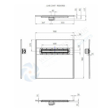 Impey Aqua Dec Linear 2 - 900 x 900 x 22mm