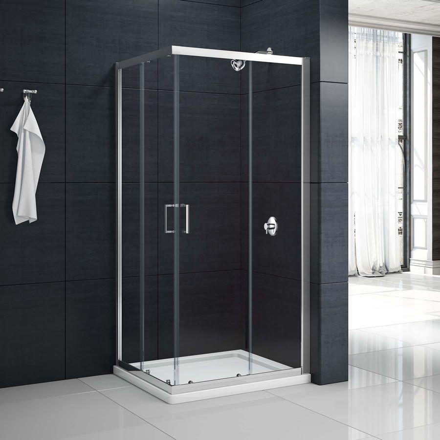Merlyn MBOX Corner Shower Door Enclosure in modern bathroom