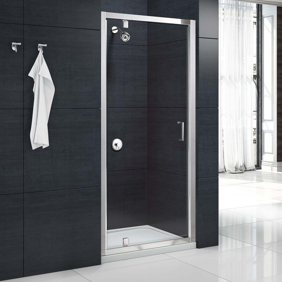 Merlyn MBOX Pivot Shower Door in modern bathroom