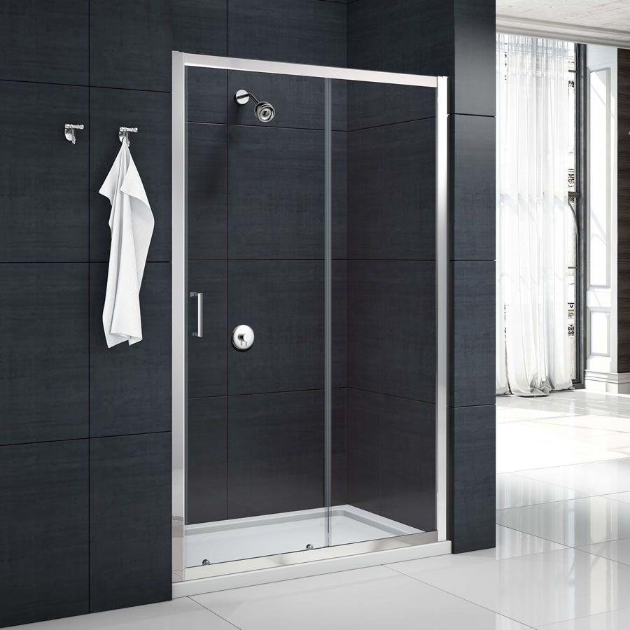 Merlyn MBOX sliding shower door in modern bathroom