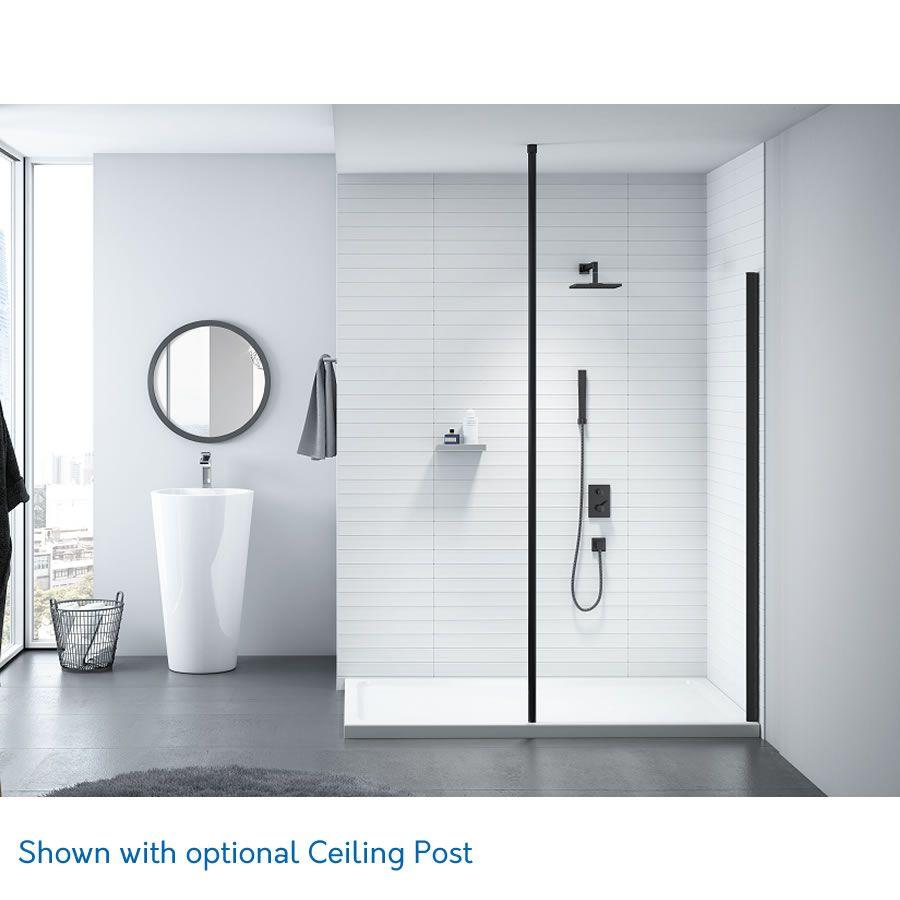 Merlyn Black Showerwall wetroom screen in modern bathroom