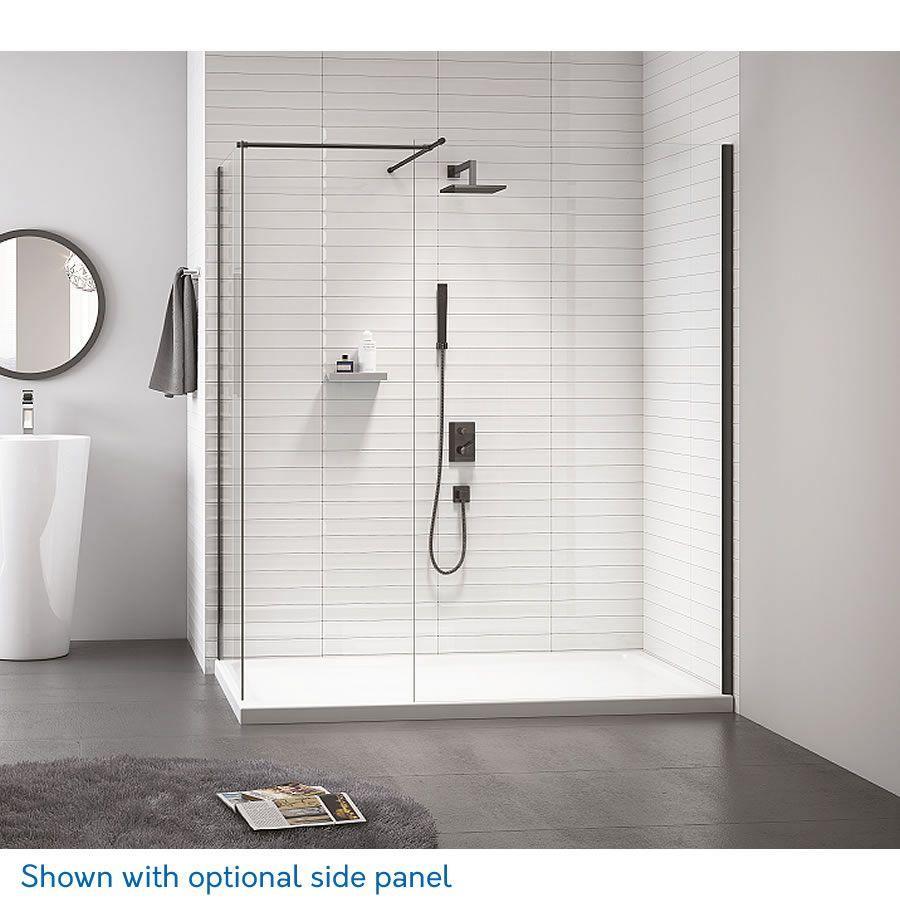 Merlyn Black Showerwall with optional side panel in wetroom