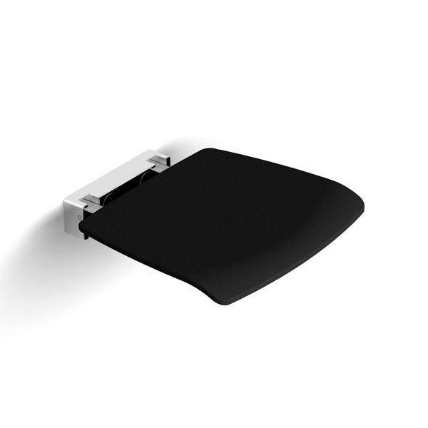 Velena Devote black drop down shower seat, wall mounted.