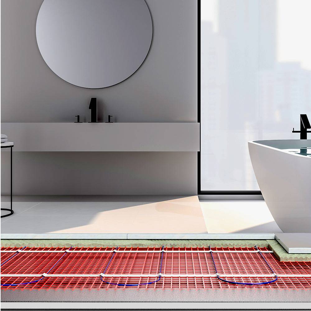 Warmup StickyMat installed in modern bathroom