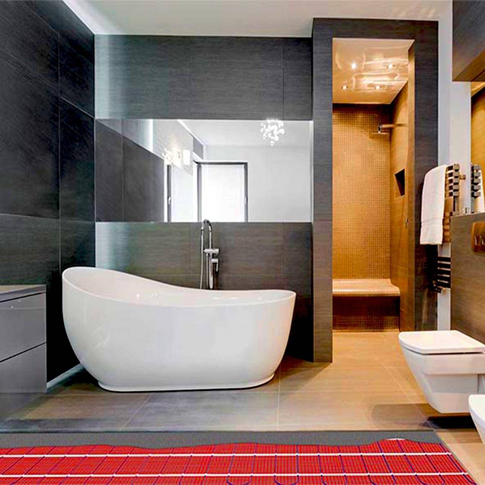 Warmup StickyMat underfloor heating in stylish bathroom