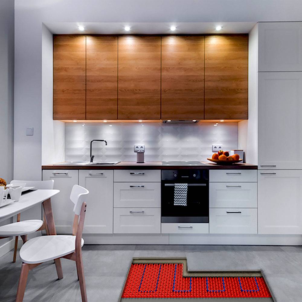 Warmup StickyMat underfloor heating in contemporary kitchen