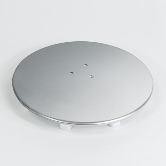 Round aluminium waste cover for the Roman Stone Solid Surface Anti Slip Shower Tray, designed for durability and a sleek finish.