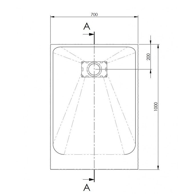Technical diagram of AKW Onyx shower tray dimensions