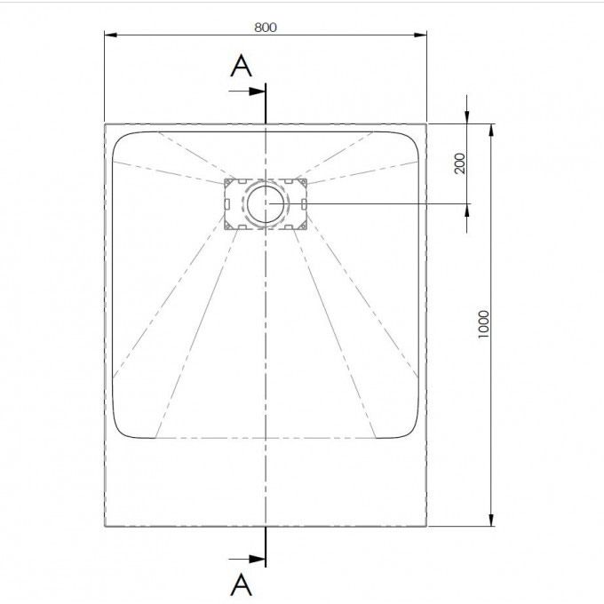 Technical drawing of AKW Onyx shower tray dimensions