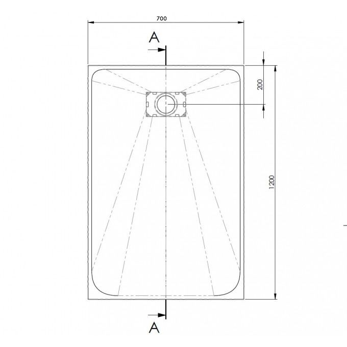 Technical diagram of AKW Onyx shower tray dimensions.