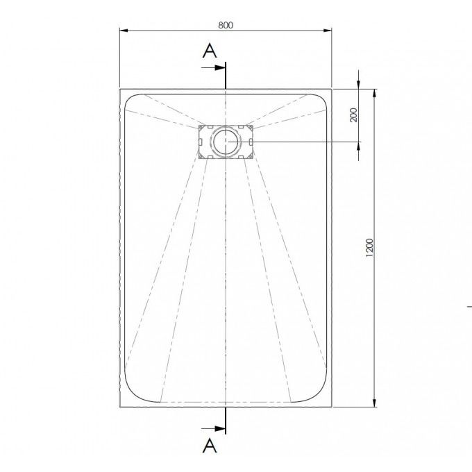 Technical drawing of AKW Onyx shower tray dimensions