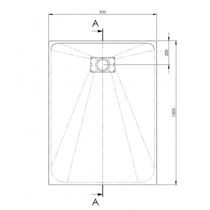 Technical drawing of AKW Onyx shower tray dimensions