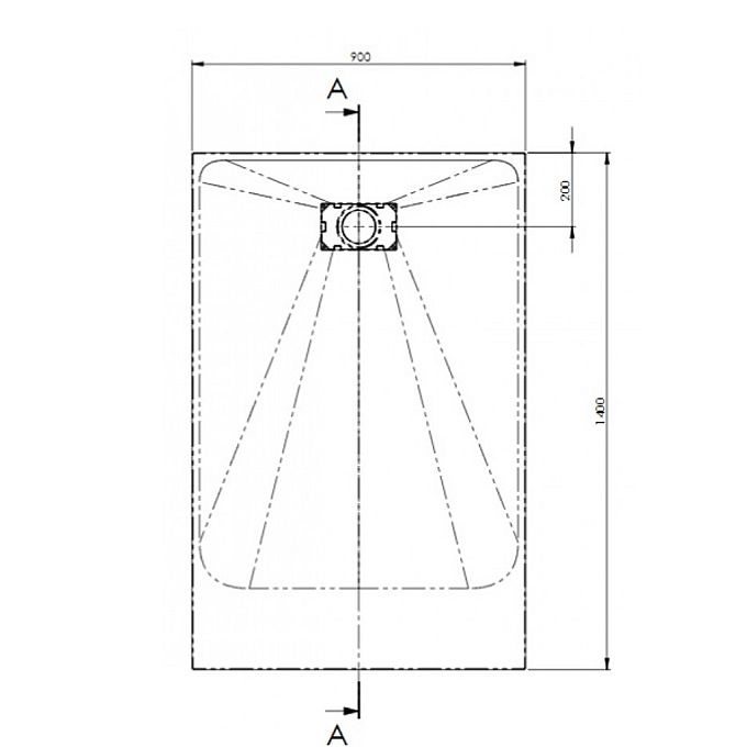 Technical diagram of AKW Onyx shower tray dimensions