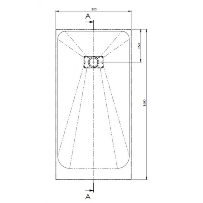 Technical drawing of AKW Onyx shower tray dimensions