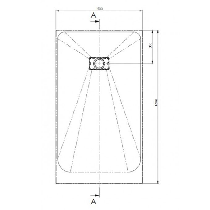 Technical drawing of AKW Onyx Slate Effect Shower Tray dimensions