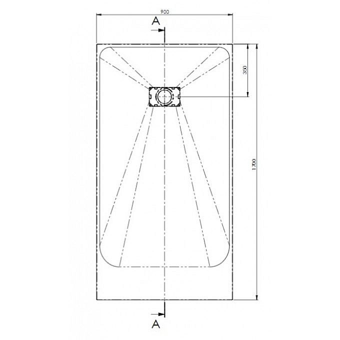 Technical diagram of AKW Onyx shower tray dimensions