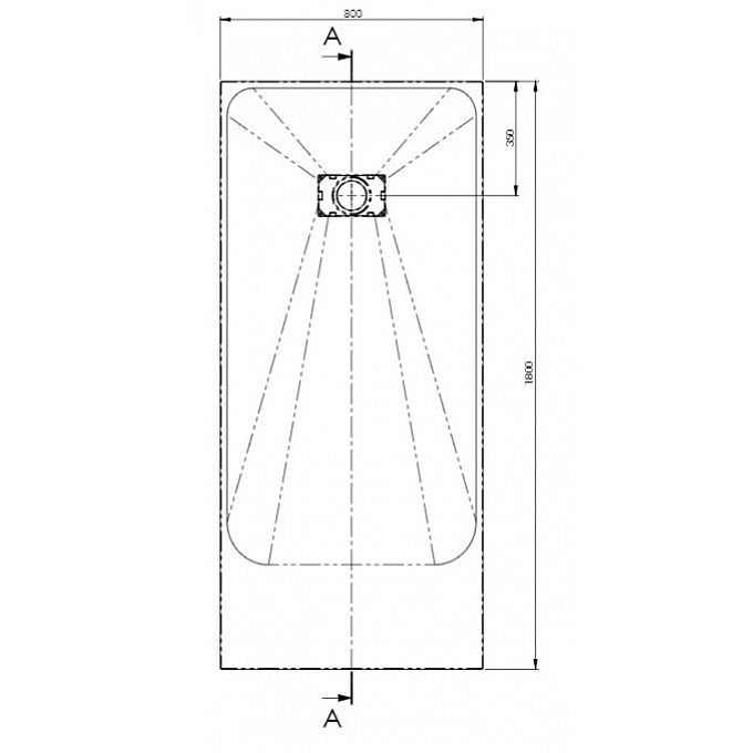 Technical drawing of AKW Onyx shower tray dimensions