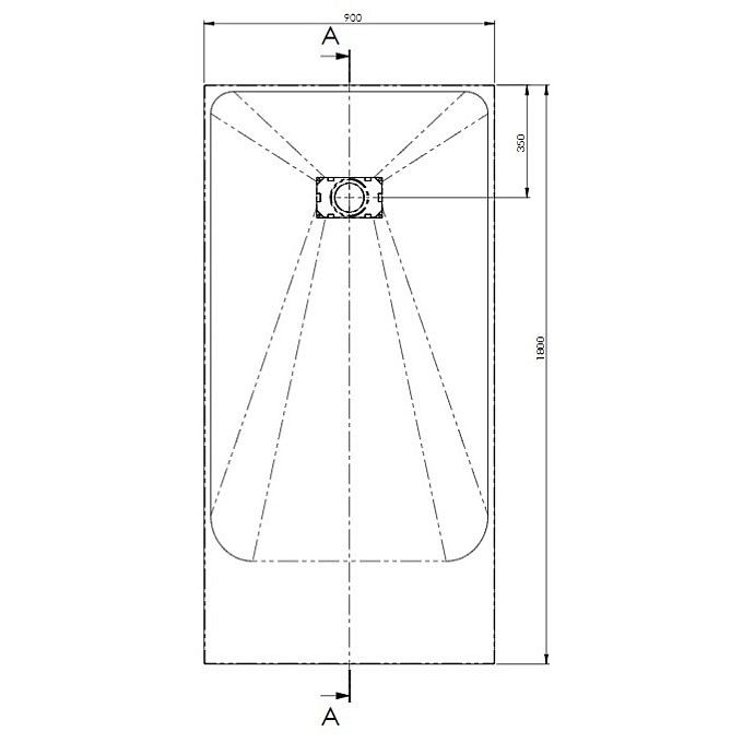 Technical diagram of AKW Onyx shower tray dimensions