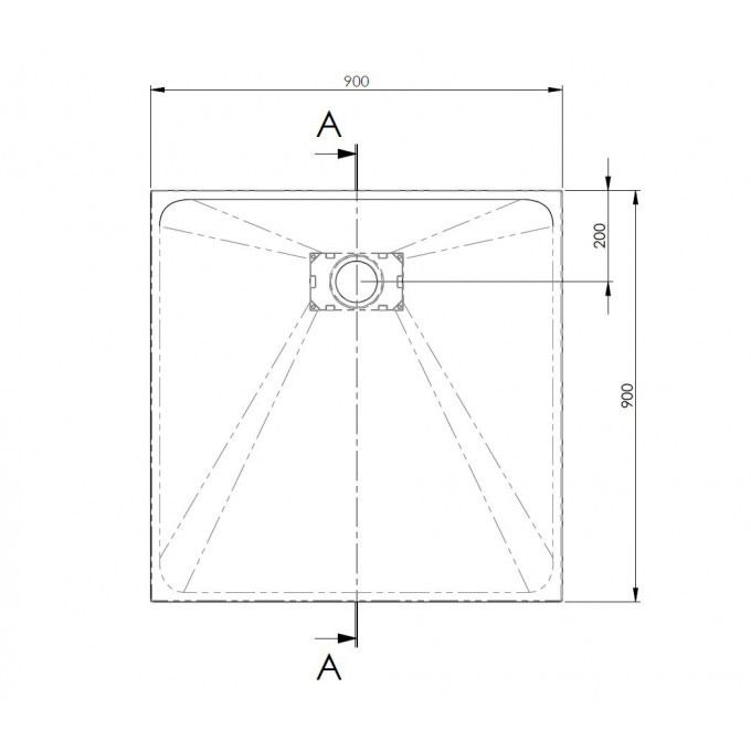 Technical drawing of AKW Onyx shower tray dimensions