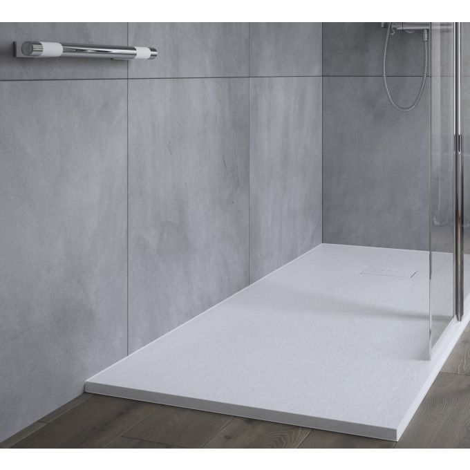 AKW Onyx white shower tray in modern bathroom setting