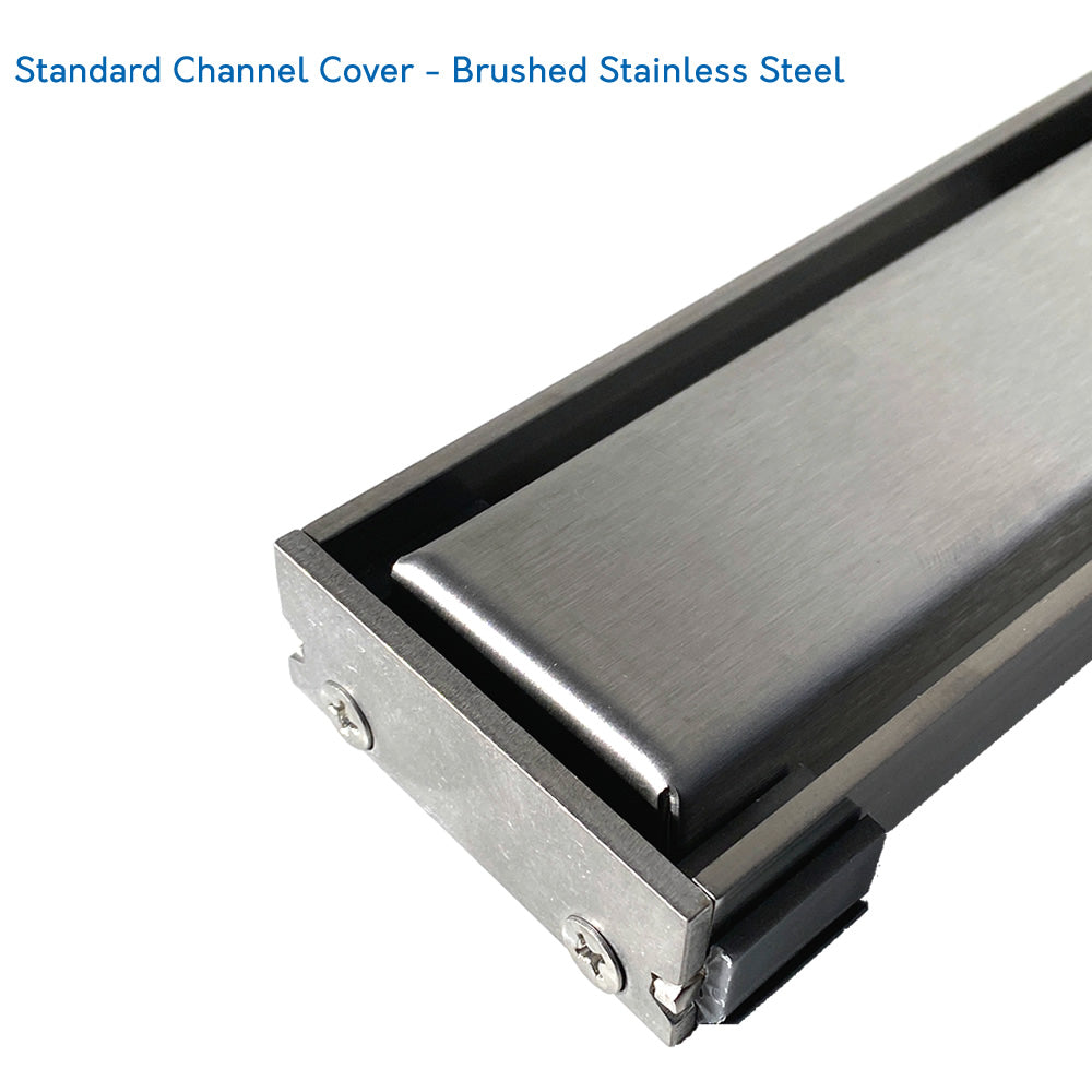 WetBase® Linear Universal Wet Room Tray  - Brushed Stainless Steel Channel