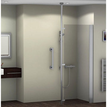 Floor to ceiling shower grab pole in modern bathroom
